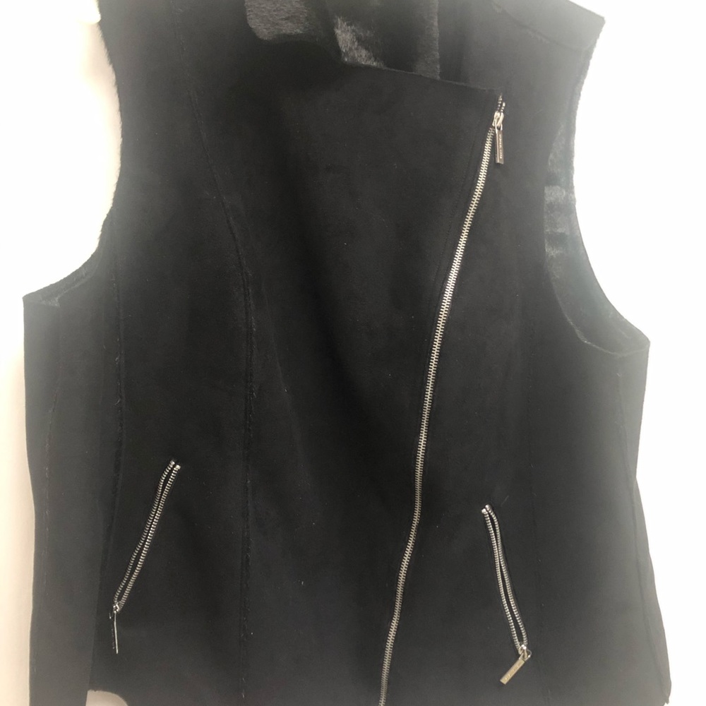 Women’s Michael Kors Black Suede and Faux Fur Vest